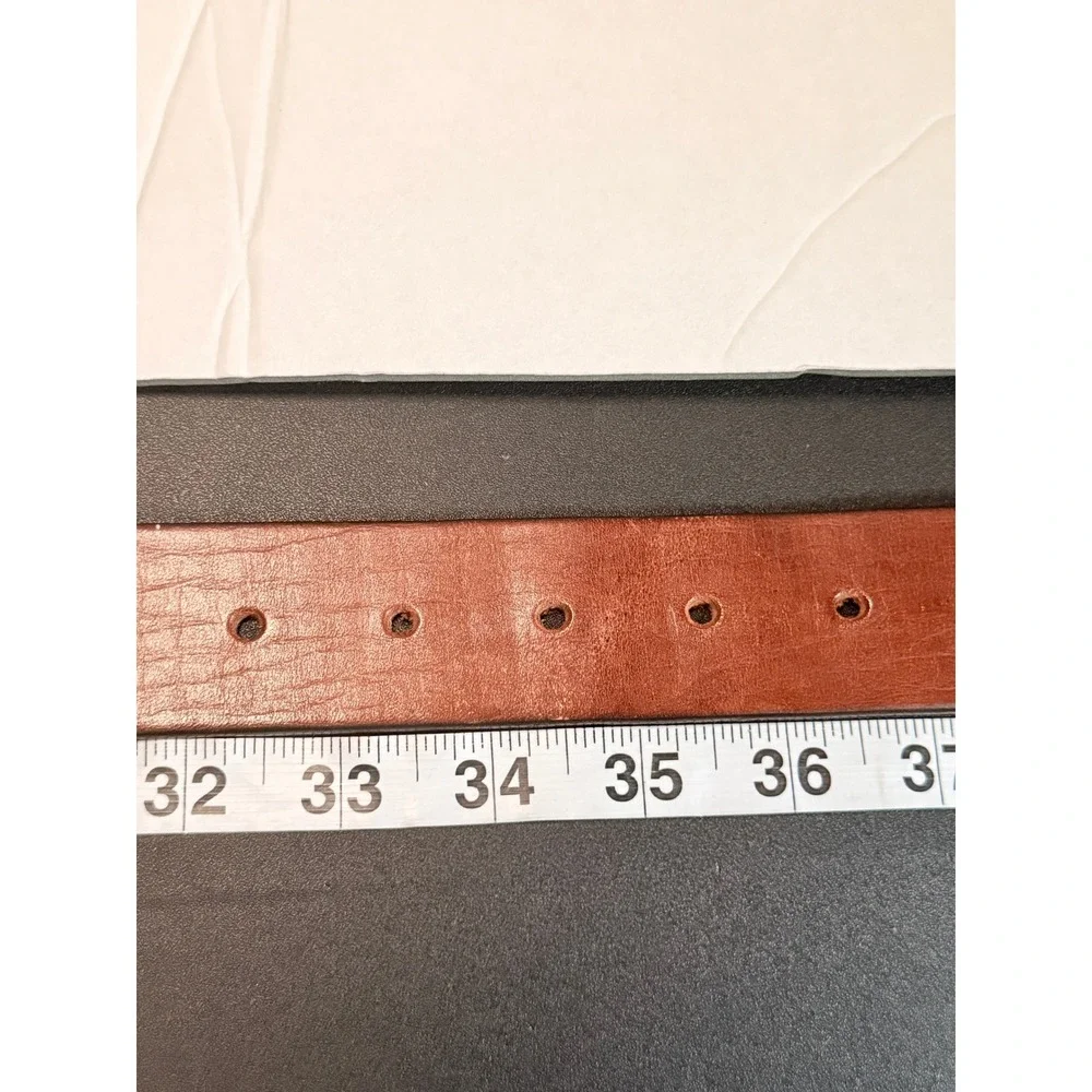 GAP Vintage Y2K Mens Cognac Brown Leather Belt 36 Silver Buckle Rugged Grunge